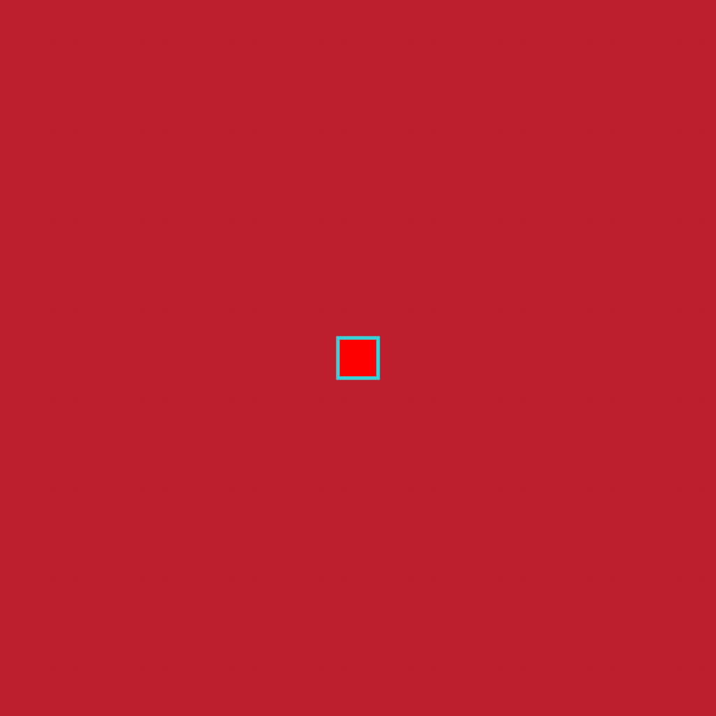 A single red square centered within an otherwise blank, burgundy canvas. A great illustration of what can be achieved using the random scale script for Adobe Illustrator.