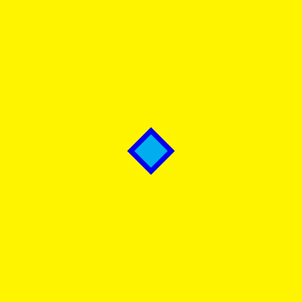 A single light blue diamond is placed in the middle of a bright yellow canvas.